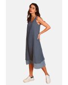 Marinewitte linnen vrijetijdsjurken met v-hals