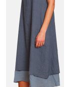 Marinewitte linnen vrijetijdsjurken met v-hals