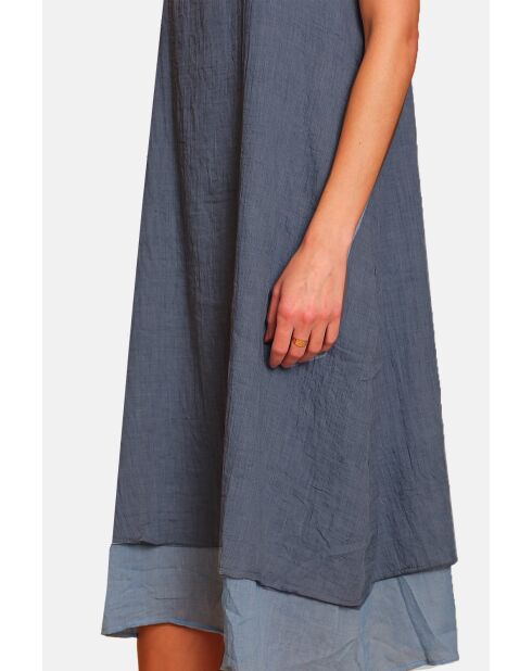 Marinewitte linnen vrijetijdsjurken met v-hals