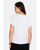 Weißes T-Shirt mit V-Ausschnitt aus Leinenmischung Josée