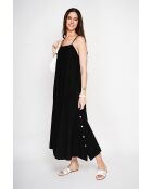 Schwarzes langes Marguerite-Leinenkleid