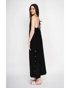 Schwarzes langes Marguerite-Leinenkleid