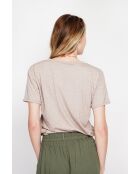 Camiseta Michèle con cuello en V en mezcla de lino beige
