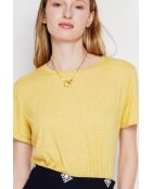 Nicole T-shirt met ronde hals en linnenmix van curry