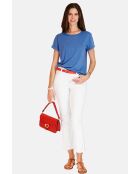 Francine Marine Rundhals-T-Shirt aus Leinenmischung