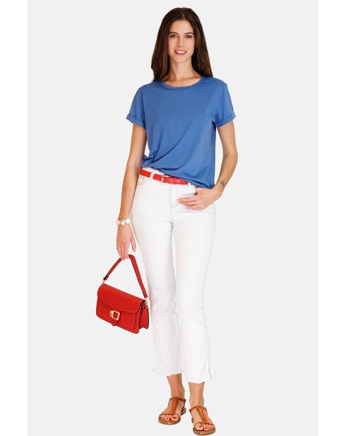 Francine Marine Rundhals-T-Shirt aus Leinenmischung