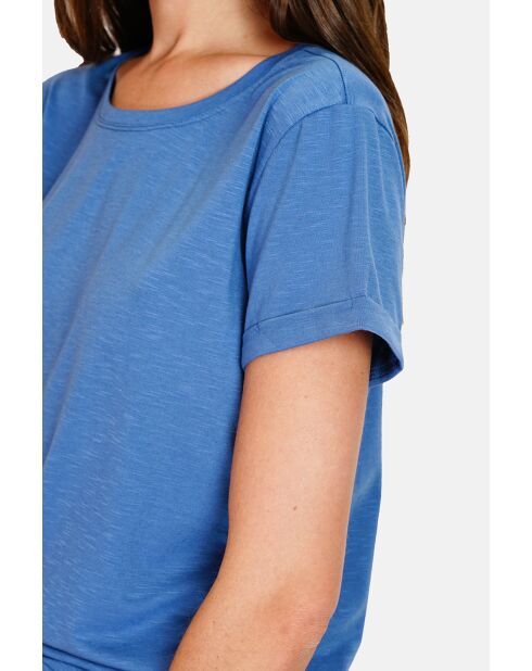 Francine Marine Rundhals-T-Shirt aus Leinenmischung