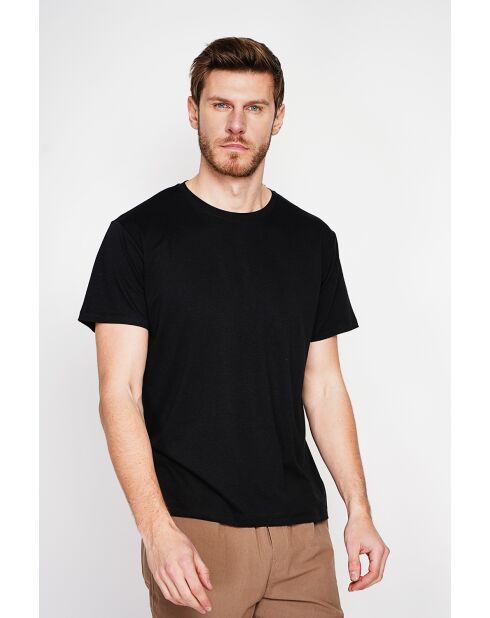 Gilbert schwarzes T-Shirt aus Leinenmischung