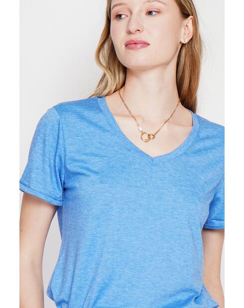 Michèle Azur T-Shirt mit V-Ausschnitt aus Leinenmischung