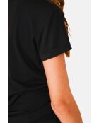 Francine schwarzes T-Shirt mit Rundhalsausschnitt aus Leinenmischung