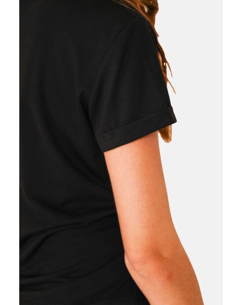 Francine schwarzes T-Shirt mit Rundhalsausschnitt aus Leinenmischung