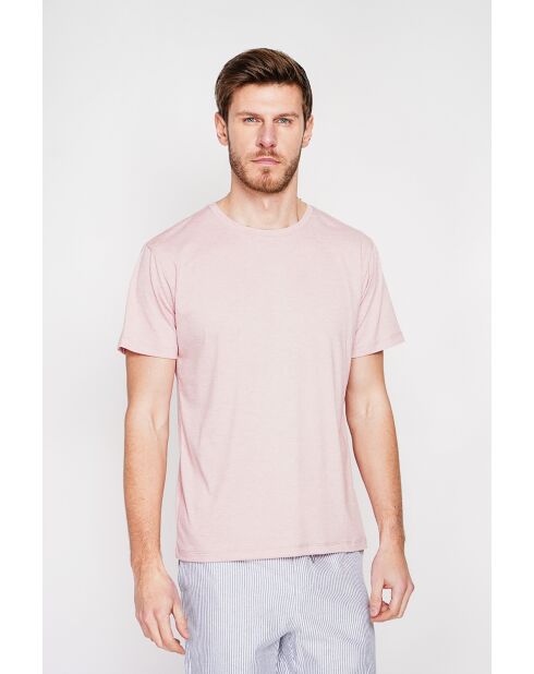 Lichtroze T-shirt van linnenmix Gilbert