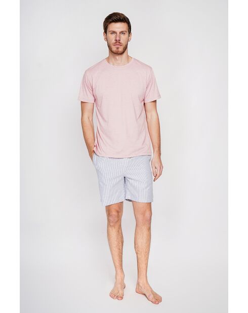 Lichtroze T-shirt van linnenmix Gilbert