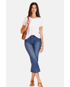 Francine weißes Rundhals-T-Shirt aus Leinenmischung