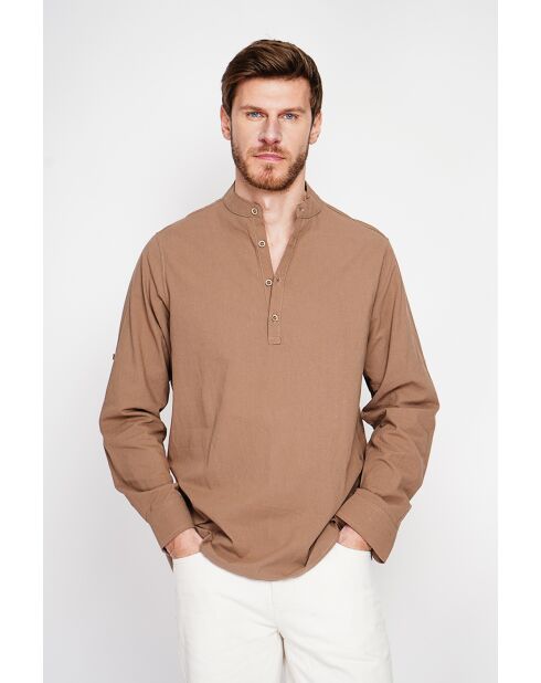 Chemise 100% lin Axel marron