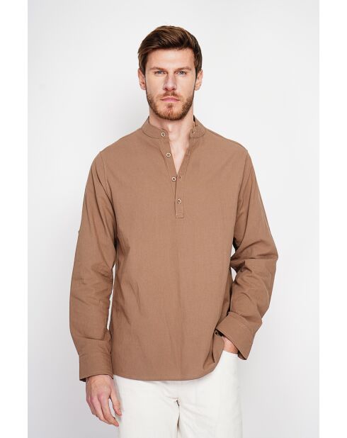 Chemise 100% lin Axel marron