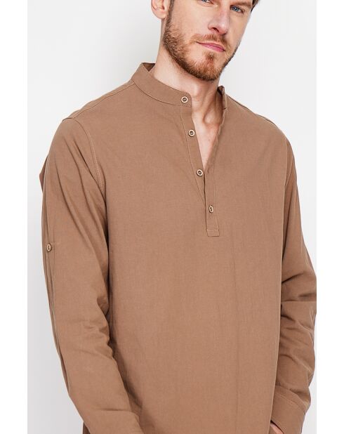 Chemise 100% lin Axel marron