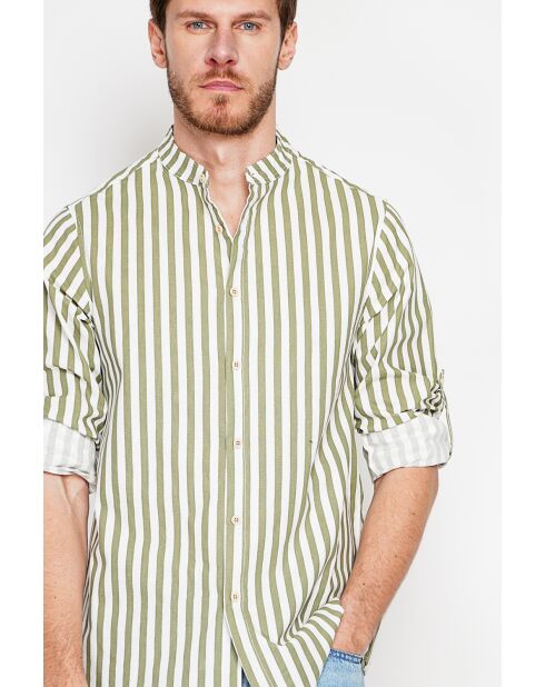 Chemise 100% lin Gontran kaki