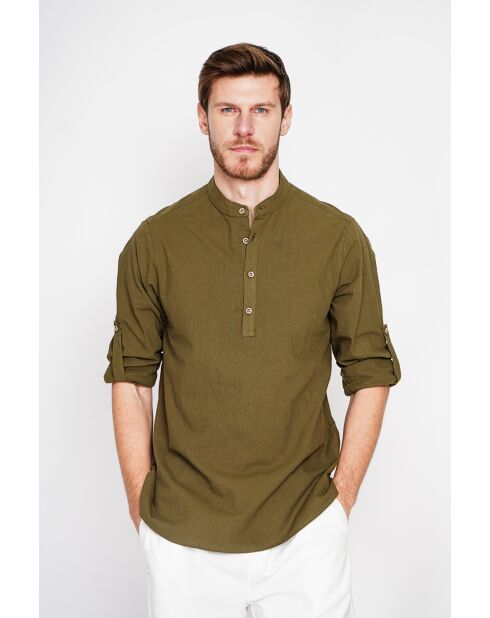 Chemise 100% lin Axel kaki