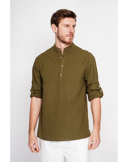 Chemise 100% lin Axel kaki