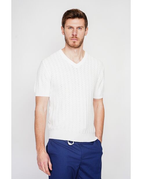 Pull-over en coton Florent blanc