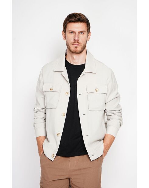 Chemise en lin mélangé Étienne beige