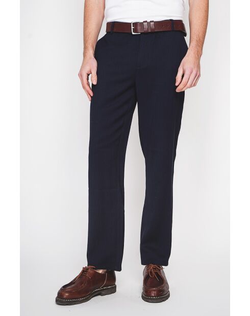 Hose Gilles marineblau aus Leinenmischgewebe