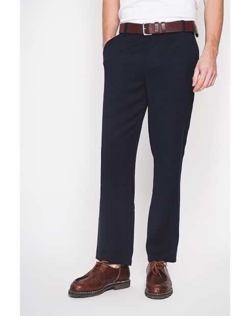 Hose Gilles marineblau aus Leinenmischgewebe