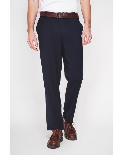 Hose Gilles marineblau aus Leinenmischgewebe