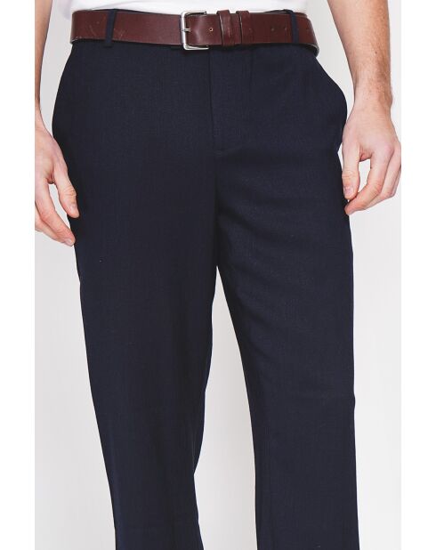 Hose Gilles marineblau aus Leinenmischgewebe