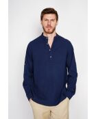 Donkerblauw hemd van 100% linnen Axel