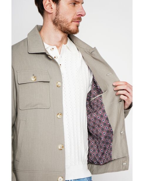 Overhemd van kaki linnenmix Étienne