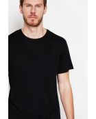 François schwarzes T-Shirt aus Leinenmischung