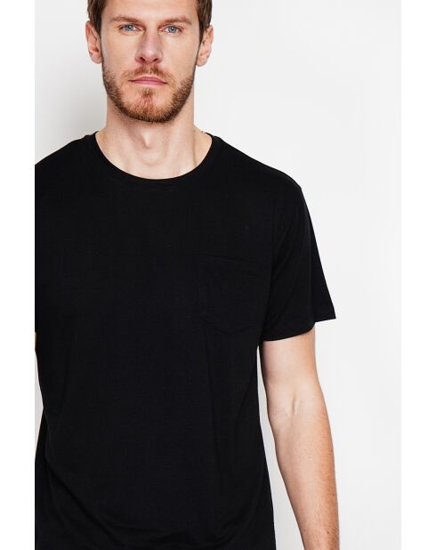 François schwarzes T-Shirt aus Leinenmischung