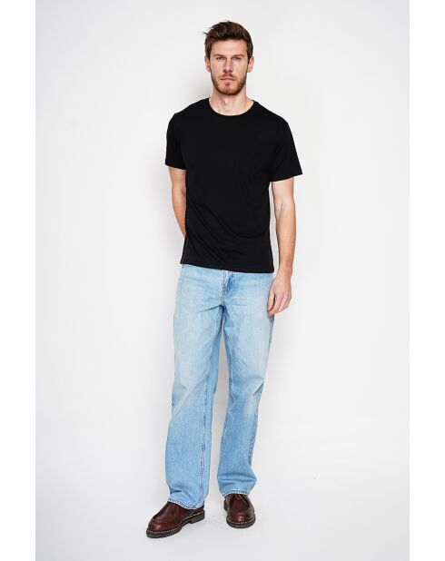 François schwarzes T-Shirt aus Leinenmischung