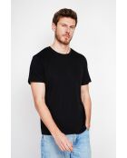 François schwarzes T-Shirt aus Leinenmischung