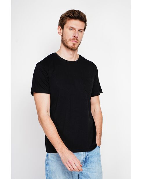 François schwarzes T-Shirt aus Leinenmischung