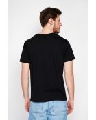 François schwarzes T-Shirt aus Leinenmischung