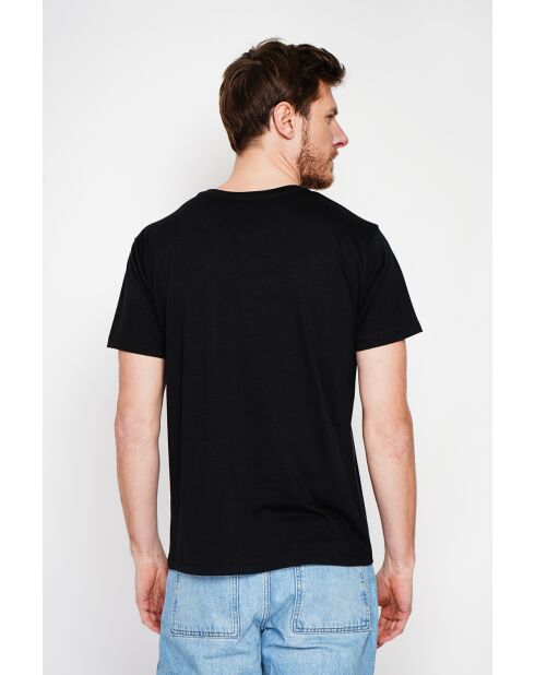 François schwarzes T-Shirt aus Leinenmischung