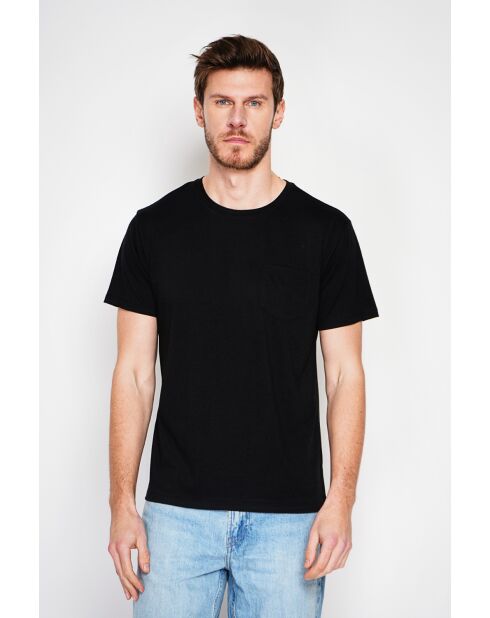 François schwarzes T-Shirt aus Leinenmischung