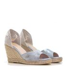 Ana Belen sandalen met hak van zilverkleurig suède - Hak 8 cm