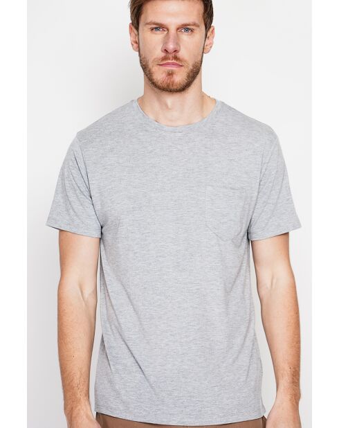 François T-Shirt aus Leinenmischung in Perlgrau