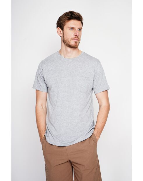 François T-Shirt aus Leinenmischung in Perlgrau