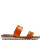Stutgar oranje sandalen met leren hak