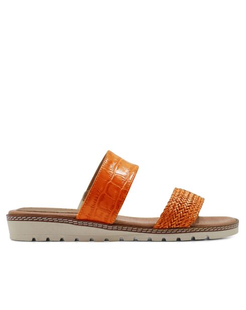 Stutgar oranje sandalen met leren hak