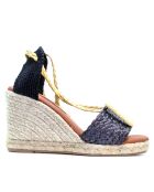 0004 Sandali neri con tacco a 5 corde - Tacco 7,3 cm