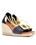 0004 Sandali neri con tacco a 5 corde - Tacco 7,3 cm