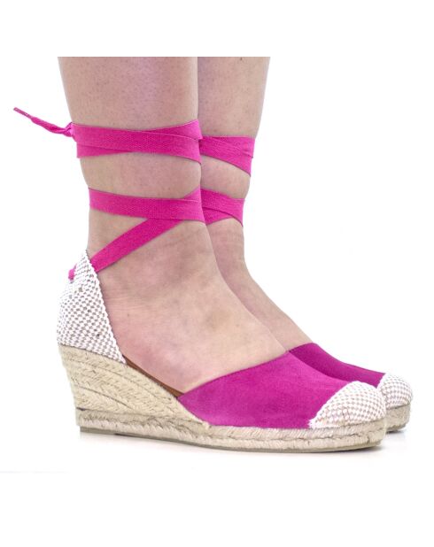 Martina fuchsia sandalen met hak van suède - hak van 7,3 cm