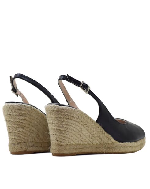 Rustu leren sleehakken met open neus in zwart - hak 8,5 cm