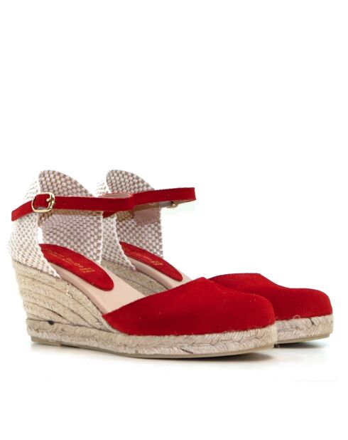 Rote Sandalen Nira aus Veloursleder mit Absatz — 6,5 cm Absatz